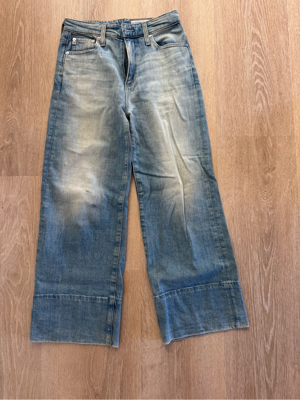 AG Women's Cropped Wide-Leg Jeans - Faded Blue Wash